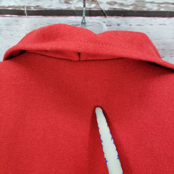 Old Navy Women's Red Ruffle Collar Pockets Wool Blend Jacket Size Medium - Picture 10 of 12